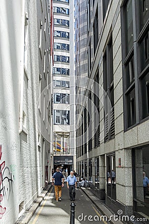 View of the small alleyway leading to Australia Square bulilding Editorial Stock Photo