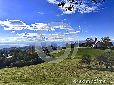 A small chapel under blue sky Stock Photo