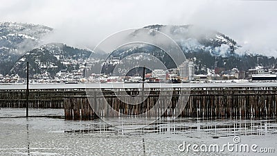 View of small town Namsos, Norway Editorial Stock Photo