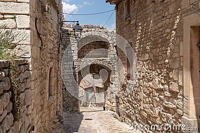 View on a small typical Provence Lacoste village France Stock Photo