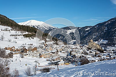 View on the small village Ladis in ski resort Serfaus Fiss Ladis Stock Photo