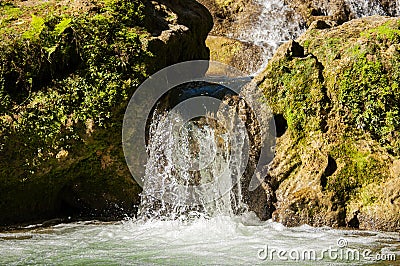 View of the small waterfall in The San Juan Baths, natural pools in the river, Las Terrazas, Cuba Stock Photo