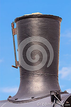 View of the smokestack of an old steam locomotive close-up Stock Photo