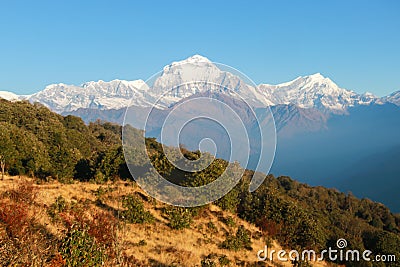 Snow-capped Himalayas in Nepal at dawn Stock Photo