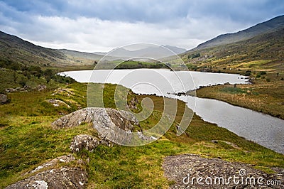 View of Snowdon from Llyn Mymbyr Stock Photo