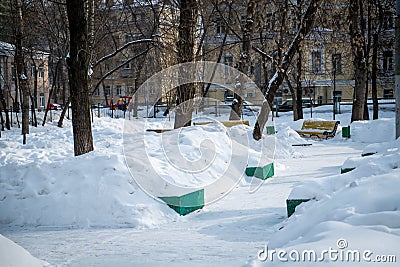 Snowed Square in Moscow Stock Photo