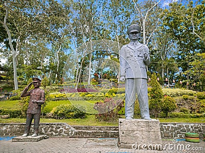 View of the Soeharto monument statue in the Soeharto hill tourist park, Badegan, Ponorogo, East Java, Indonesia Editorial Stock Photo