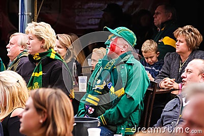 View of South Africa national rugby union team fans watching the game Editorial Stock Photo