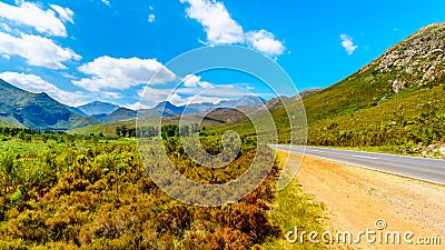 View from the southern end of the Franschhoek Pass, beside the Theewaterkloofdam, looking toward Wemmershoek and Franschhoek Mnts Stock Photo