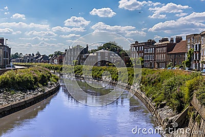 A view southward down the River Nene in Wisbech, Cambridgeshire Stock Photo