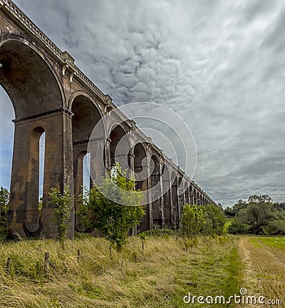 The view southward beside the Ouse Valley viaduct in Sussex, UK Stock Photo