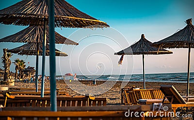 Spille beach during sunset in Albania Stock Photo