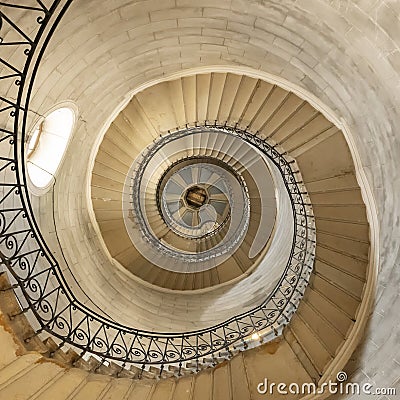 View of spiral staircase in famous Notre-dame-de-fourviere basilica Editorial Stock Photo