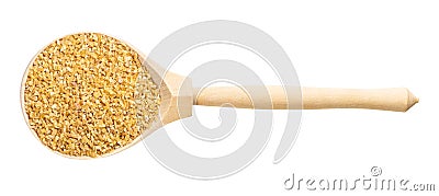 View of spoon with crushed polished wheat grains Stock Photo