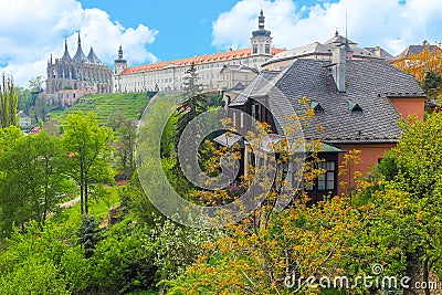 View of St. Barbara Cathedral and Jesuit College in Kutna Hora, Czech Republic. Stock Photo