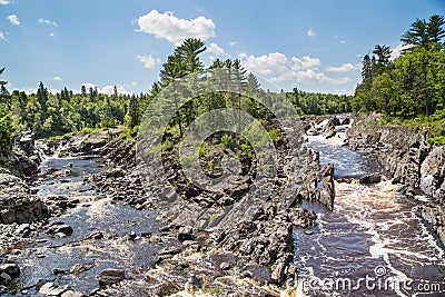 View of the St. Louis River in Jay Cooke State Park in Minnesota Stock Photo