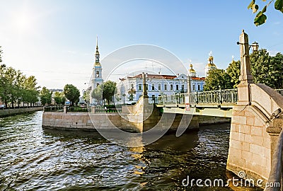 View of the St. Nicholas Cathedral on the Canal Griboedova Stock Photo