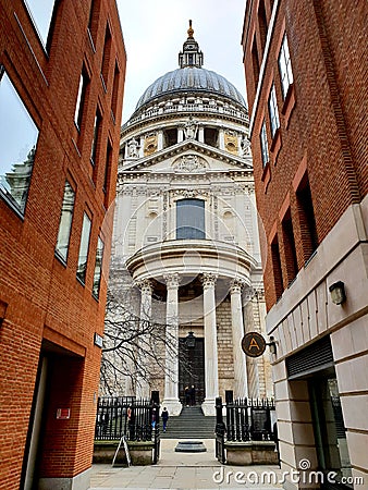 View of st Paul's cathedral captured on cannon street, London, England Editorial Stock Photo