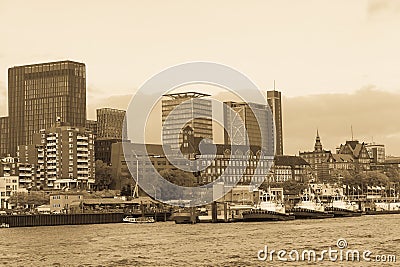 View of the St. Pauli Piers, one of Hamburg`s major tourist attr Stock Photo