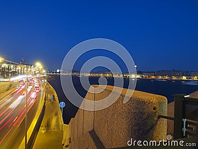 View of St. Petersburg at night. Neva river, bridges, night lighting. Russia Stock Photo