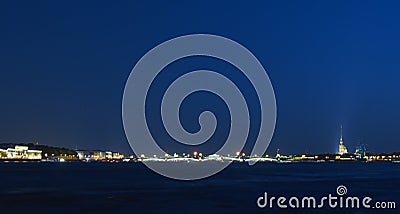 View of St. Petersburg at night. Neva river, bridges, night lighting. Russia Stock Photo