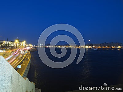 View of St. Petersburg at night. Neva river, bridges, night lighting. Russia Stock Photo