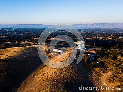 View of Stanford Sattelite Dish from the air Stock Photo