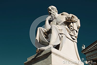 View of the statue of the ancient Greek philosopher Socrates Stock Photo