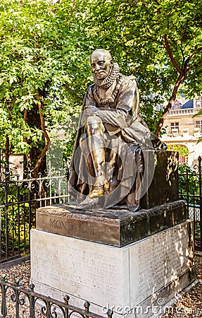 Statue of Montaigne. Paris, France Editorial Stock Photo