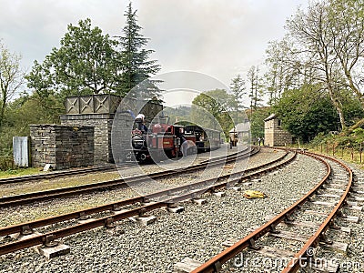 A view of a Steam Train at Tan-y-Bwlch Station Editorial Stock Photo