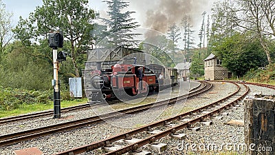 A view of a Steam Train at Tan-y-Bwlch Station Editorial Stock Photo