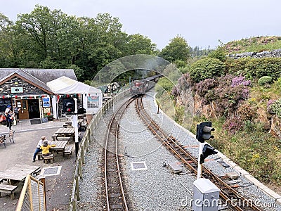 A view of a Steam Train at Tan-y-Bwlch Station Editorial Stock Photo