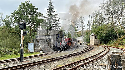 A view of a Steam Train at Tan-y-Bwlch Station Editorial Stock Photo