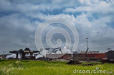 View of steel factory. Industry, Ecology, Economy, Stock Photo