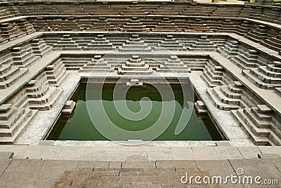 Stepped Tank. Hampi, Karnataka. Stock Photo