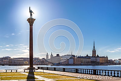 View from Stockholm City Hall to Riddarholmen - Knight's Island. Stock Photo