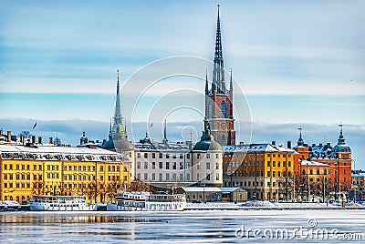 Stockholm Gamla Stan Winter Landscape Stock Photo