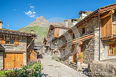 View at the Stone building in Bonneval-sur-Arc village - France Editorial Stock Photo