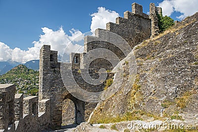 Castle Tourbillon in Sion, Canton of Valais, Switzerland Stock Photo