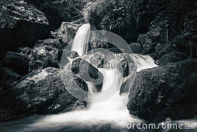 View of the stony rapids in mountain river. Stock Photo