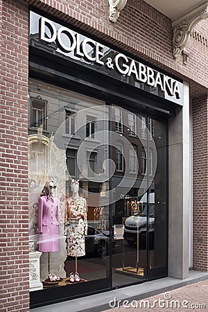 View of store of Italian fashion goods manufacturer`s store Editorial Stock Photo