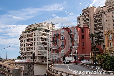 A view of street level in the Principality of Monaco Editorial Stock Photo