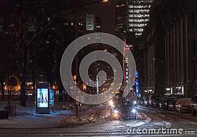 View of street of Montreal in Quebec Editorial Stock Photo