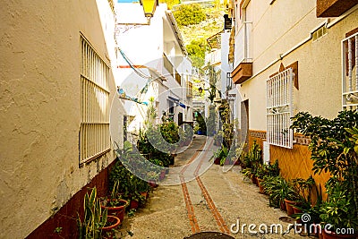 View on street small andalusian town Stock Photo