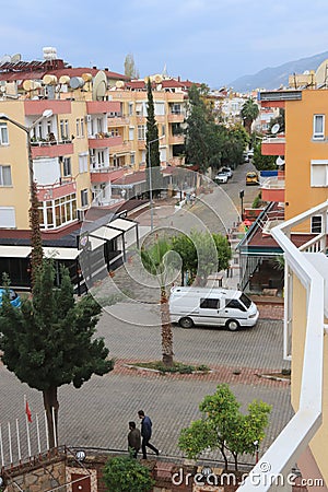 View of the street urban residential quarter. Editorial Stock Photo