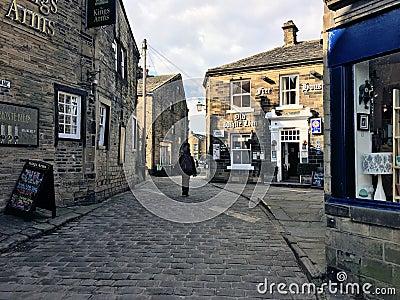 A view of the streets of Haworth Editorial Stock Photo