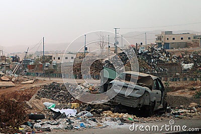 View of streets after Israel bombings in Palestine Editorial Stock Photo