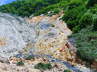 View of the Sulphur Springs Drive-in Volcano near Soufriere Saint Lucia Stock Photo