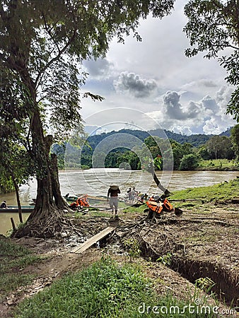 View of the Sungai Akah, Baram. Editorial Stock Photo