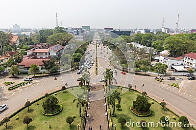 View From The Top Of Patuxai Monument, Vientiane, Laos Editorial Stock Photo